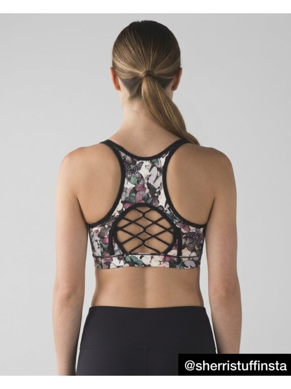 Lululemon Sweaty Or Not Bra Butterfly Multi/Black Training Gym Sports Bra 6